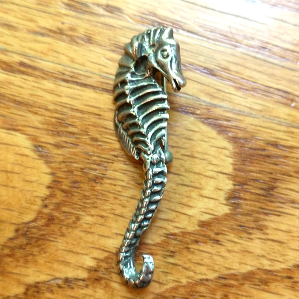 Sterling Silver Seahorse Brooch Mexico